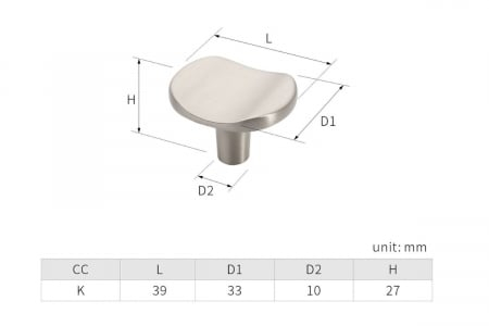 Buton mobila GENT 39x27 mm, brushed gold [2]