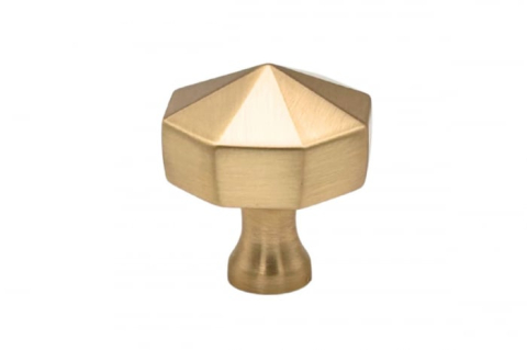 Mânere, butoni, ag. cuier - Buton mobila OCTAGON 27x28 mm, brushed gold