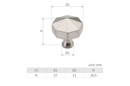 Buton mobila OCTAGON 27x28 mm, inox [3]