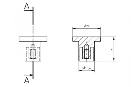 Buton mobila SPOT 24x21 mm, alb mat [3]