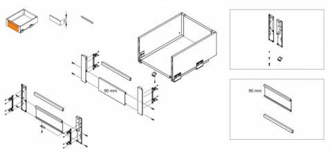 Kit sertar interior AxisPro H120 mm, antracit [3]