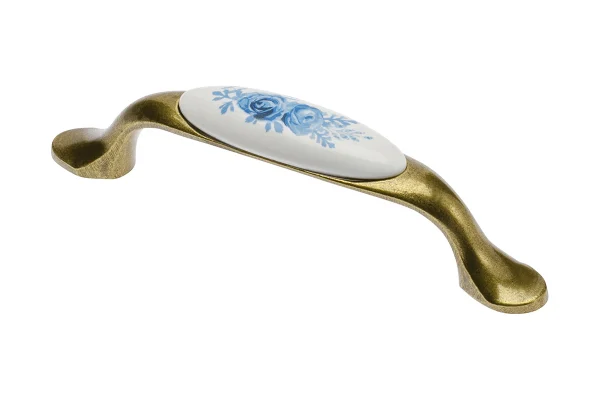 FERONERIE MOBILIER - Maner mobila Blue Rose 96 mm, alama antichizata