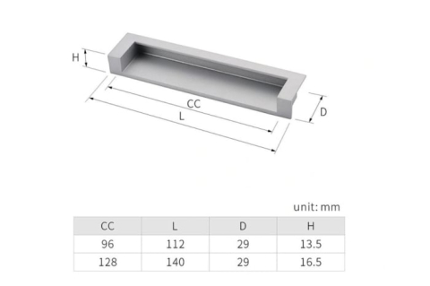 Maner mobila incastrat CADIZ 96 mm, negru mat [4]