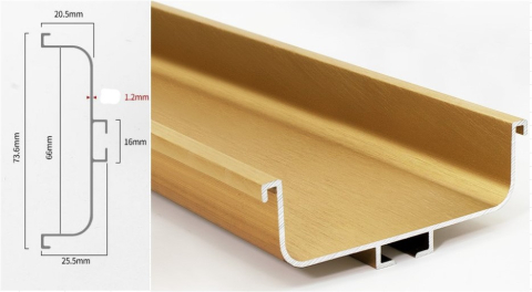 Sine si manere tip profil - Profil din aluminiu tip GOLA orizontal „C”, lungime 4,2 m. finisaj auriu - KULAC