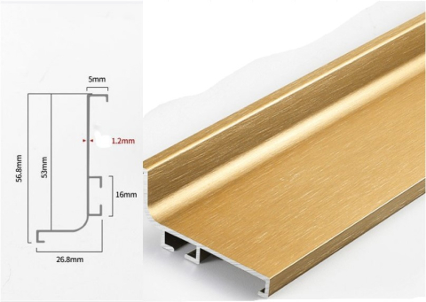 Sine si manere tip profil - Profil din aluminiu tip GOLA orizontal „J”, H 60 mm., lungime 4,2 m  finisaj auriu