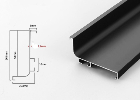 Sine si manere tip profil - Profil din aluminiu tip GOLA orizontal „J”, H 60 mm., lungime 4,2 m finisaj negru mat