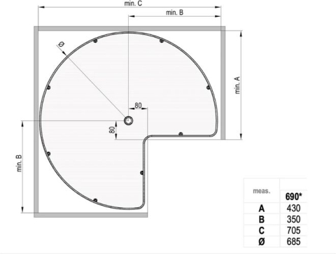 REJS-Cos rotativ colt 3/4 NOVA, Ø690 mm, antracit [2]