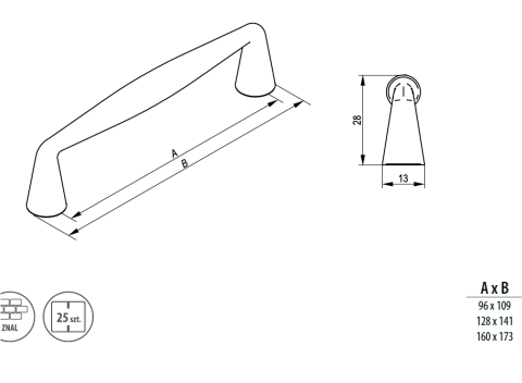 REJS Maner mobila LINEA 160 mm,cromat [1]