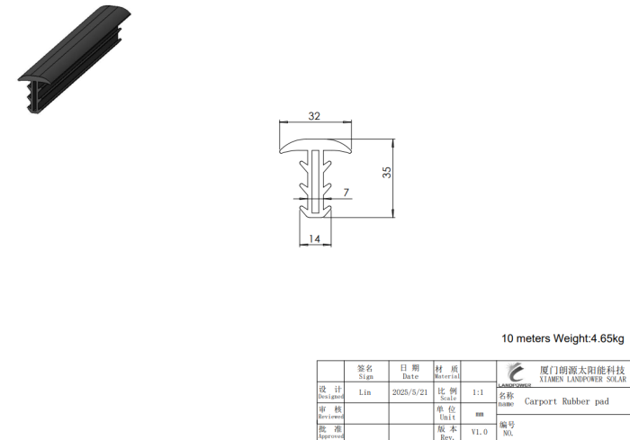 Banda etansare carport EPDM L=10m pentru panouri fotovoltaice [2]