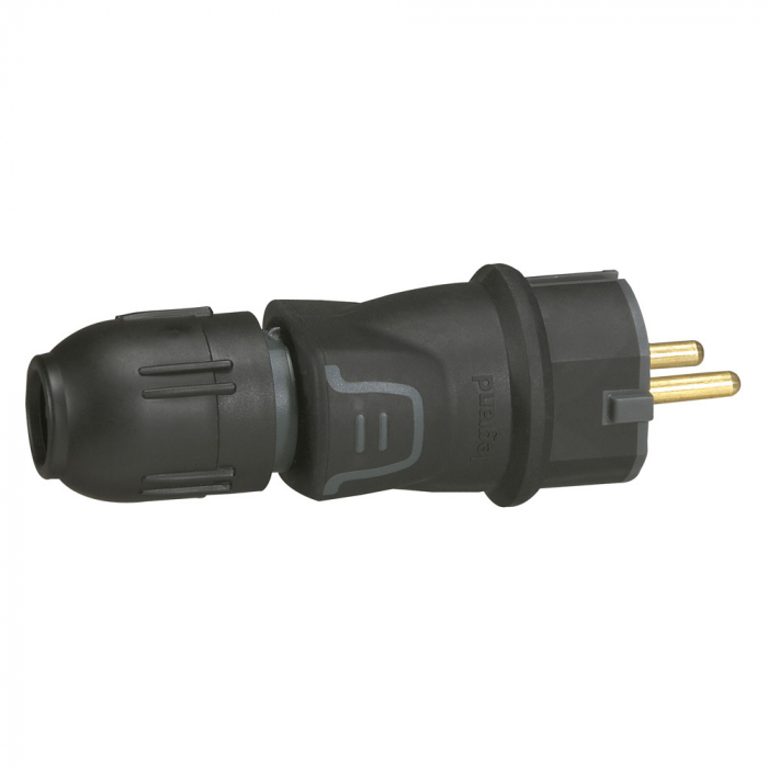 Fișă 2P+E 16 A - din cauciuc IP44 IK08 - cu manşon prindere [1]