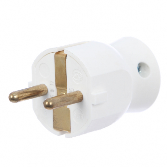 Fisa cu iesire laterala 050316, contact de protectie, 16A, alba [1]