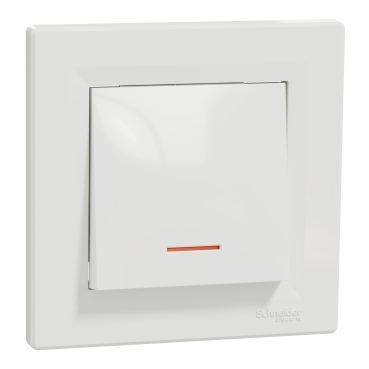 Intrerupător Simplu Asfora cu Indicator Luminos fara surub Alb, EPH1400121, Schneider Electric - Schneider [1]