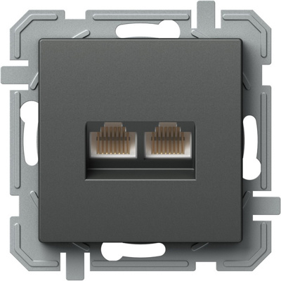Priză CAT5e KS dublă 2x RJ45 8/8 antracit [1]
