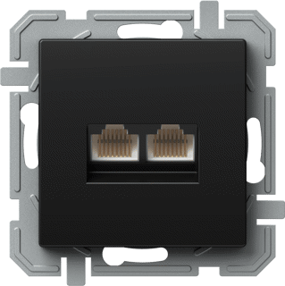 Priză CAT5e KS dublă 2x RJ45 8/8 negru [1]