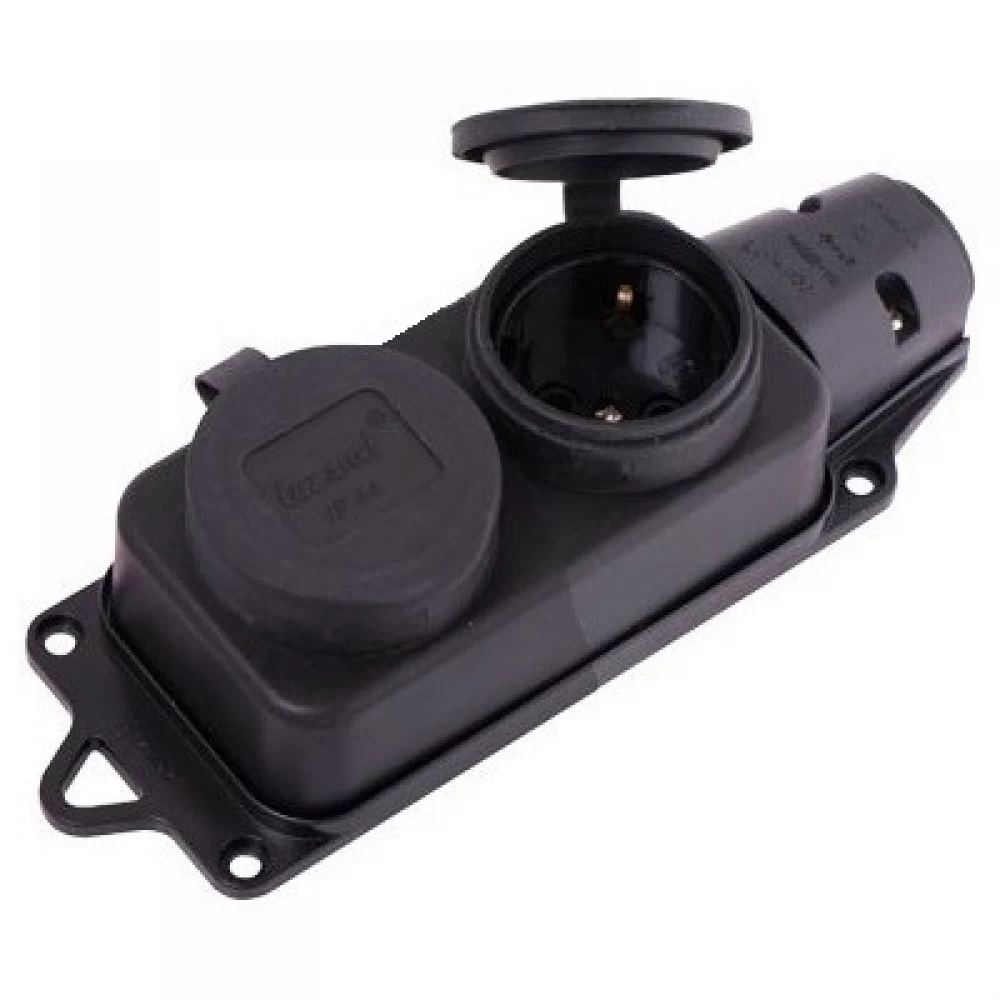 PRIZA CAUCIUC 2P PT NEGRU-T 16A [1]