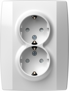 Priză dublă SHUKO 2P+E 16A 250V~ , alb polar [1]