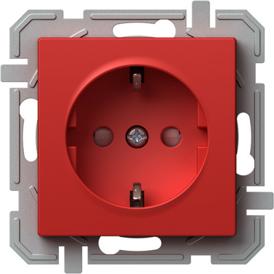 Priză SCHUKO 2P+E 16A 250V~, plug-in, roșu [1]
