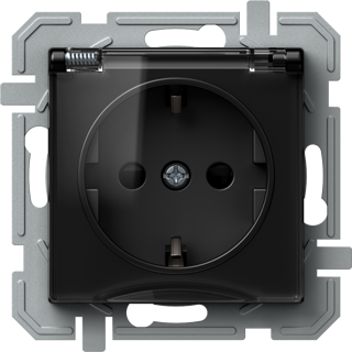 Priză SCHUKO+capac 2P+E 16A 250V~, negru+transparent [1]
