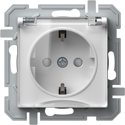Priză simplă SCHUKO+capac 2P+E 16A 250V~, alb+transparent [1]