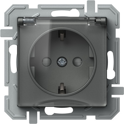 Priză simplă SCHUKO+capac 2P+E 16A 250V~, antracit+transparent [1]