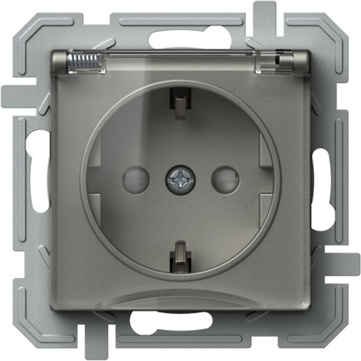 Priză simplă SCHUKO+capac 2P+E 16A 250V~, titan+transparent [1]