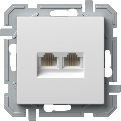 Priză TEL KS DOUBLE 2x RJ11 6/4, alb polar [1]