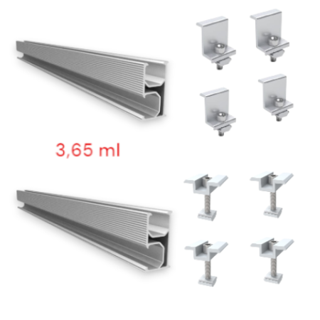 Sisteme de montaj - Sina kit fixare 3 panouri (2 sine + 4 cleme capat 30mm + 4 cleme mijloc 30mm)