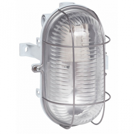 Lumini exterioare - Aplica etansa Legrand 060419, 1 x E27 (max 100W), ovala, 192 mm, IP 44, interior / exterior, grilaj din metal