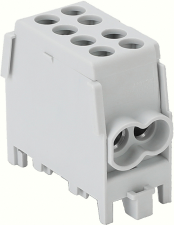 Busbar Șine Conexiuni - BLOC DISTRIBUITOR MONOFAZAT GRI 100A in:1x25/out:1x25/4x16  mm2