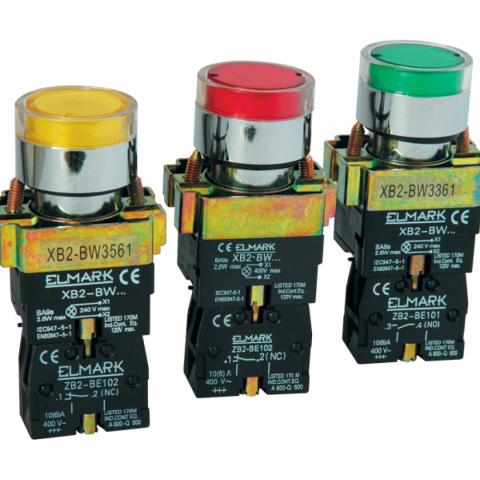 Butoane și indicatori luminoși - Buton cu Lampă Roșie 220V, ELM-401471, Elmark