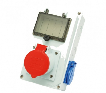 Cofrete de plastic și accesorii - COFRET CU PRIZE IP44 ECHIPAT T1x16+T1x32+M4x16