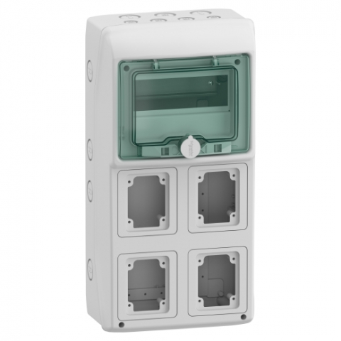 Cofrete de plastic și accesorii - Cofret Kaedra pentru prize electrice, 236 X 460 Mm, 8 Module, 4 deschideri, SCH-13179, Schneider Electric - Schneider
