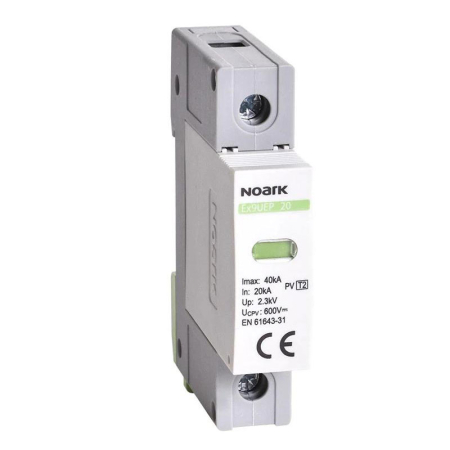 Componente Electrice - Descărcător la supratensiune SPD 1P, 2, 500V DC, fără contact de semnalizare, Noark 113230, pentru sisteme fotovoltaice