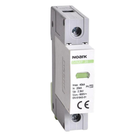Componente Electrice - Descărcător la supratensiune SPD 1P, 2, 600V DC, fără contact de semnalizare, Noark 112888, pentru sisteme fotovoltaice
