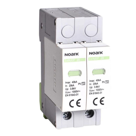 Componente Electrice - Descărcător la supratensiune SPD 2P, 2, 500V DC, fără contact de semnalizare, Noark 113232, pentru sisteme fotovoltaice