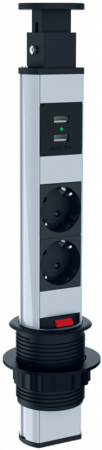 Prelungitoare, Stechere, Accesorii - DISTRIBUITOR VERTICAL 45X45 Φ60 PENTRU BIROU 6M (2XSHUKO+2XUSB)