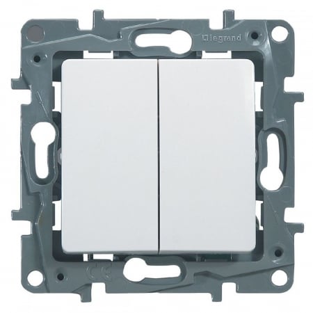 Prize, întrerupătoare, detectoare de mișcare și accesorii - Intrerupator dublu 10A Legrand Niloe 664506 - 1 modul