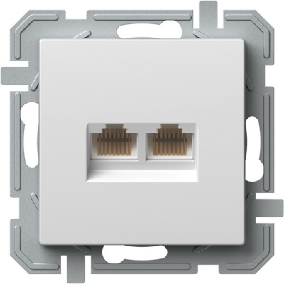 Prize multimedia - Priză CAT5e KS dublă 2x RJ45 8/8 alb polar