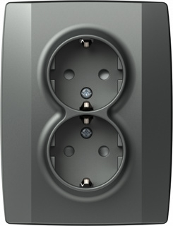Prize - Priză dublă SCHUKO 2P+E 16A 250V~ , antracit