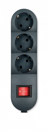 Prelungitoare, Stechere, Accesorii - PRIZA SCHUKO 3 POSTURI ANTRACIT CU INTRERUPATOR 16A 250V 