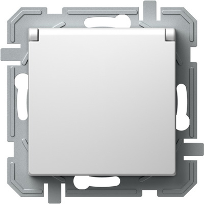Prize - Priză simplă SCHUKO+capac 2P+E 16A 250V~, alb +alb
