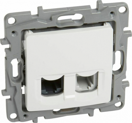 Prize multimedia - RJ 11 + RJ 45 Cat.6 UTP socket Niloe - white