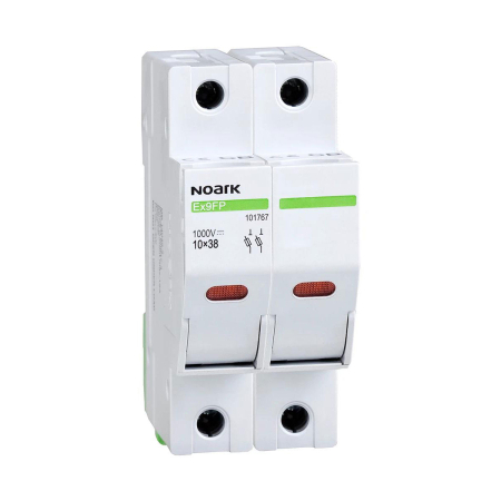 FOTOVOLTAICE - Separator cu fuzibil 2P, 30A, 1000V DC, 10x38 mm, cu semnalizare LED, Noark 101767, pentru sisteme fotovoltaice