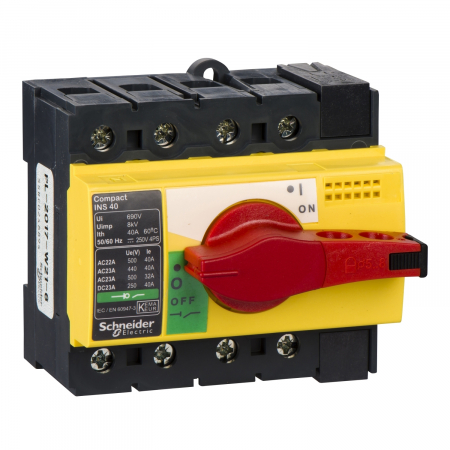 Separatoare - Separator de sarcina Interpact INS40, 4 poli, 40A, 28917, Schneider Electric