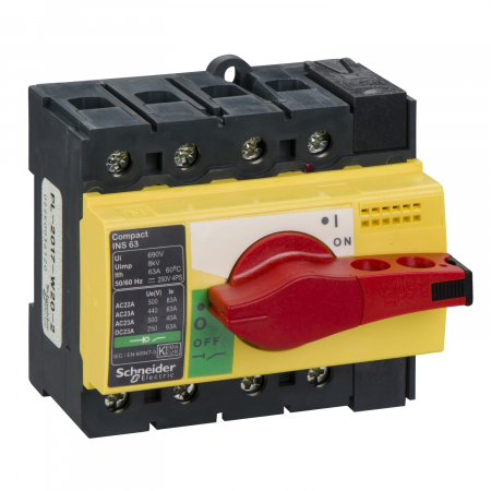 Protecția circuitelor, protecții diferențiale și descărcătoare - Separator de sarcina Interpact INS63, 4 poli, 63A, 28919, Schneider Electric