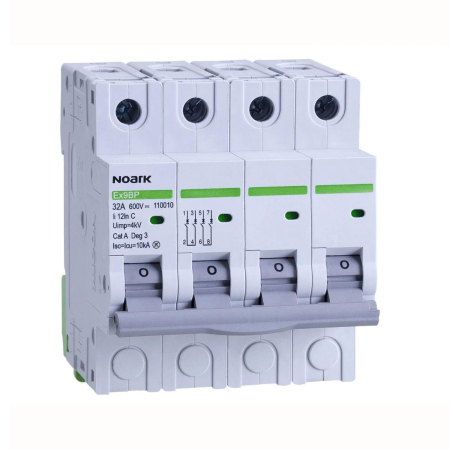 Componente Electrice - Siguranță automată tetrapolară 10 kA, 4P, 50A, curba C, 600V DC, MCB, Noark 110012, pentru sisteme fotovoltaice