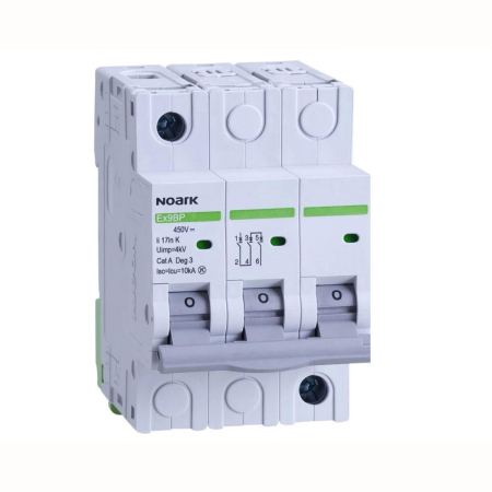 Componente Electrice - Siguranță automată tripolară 10 kA, 3P, 16A, curba C, 450V DC, MCB, Noark 109994, pentru sisteme fotovoltaice