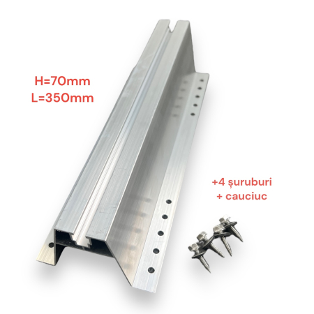 Sisteme de montaj - Sina minirail tip H H7cm x 35cm cu prindere rapida + cauciuc +4 suruburi LP