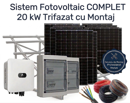 Sisteme Fotovoltaice Complete cu Montaj - Sistem Fotovoltaic Complet 20kW Trifazat Montaj Huawei Jinko
