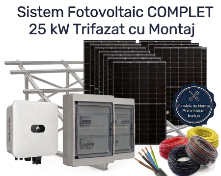 Sisteme Fotovoltaice Complete cu Montaj - Sistem Fotovoltaic Complet 25kW Trifazat Montaj Huawei Jinko Industrial